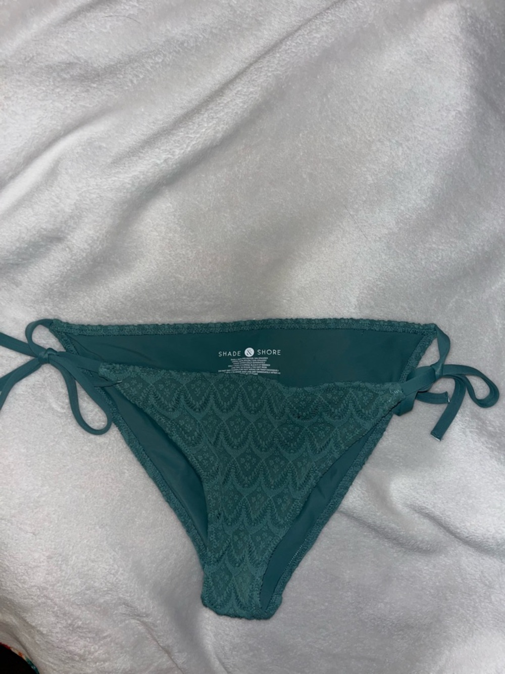 Shade & Shore Teal Lace-Front Side Tie Bikini Bottom